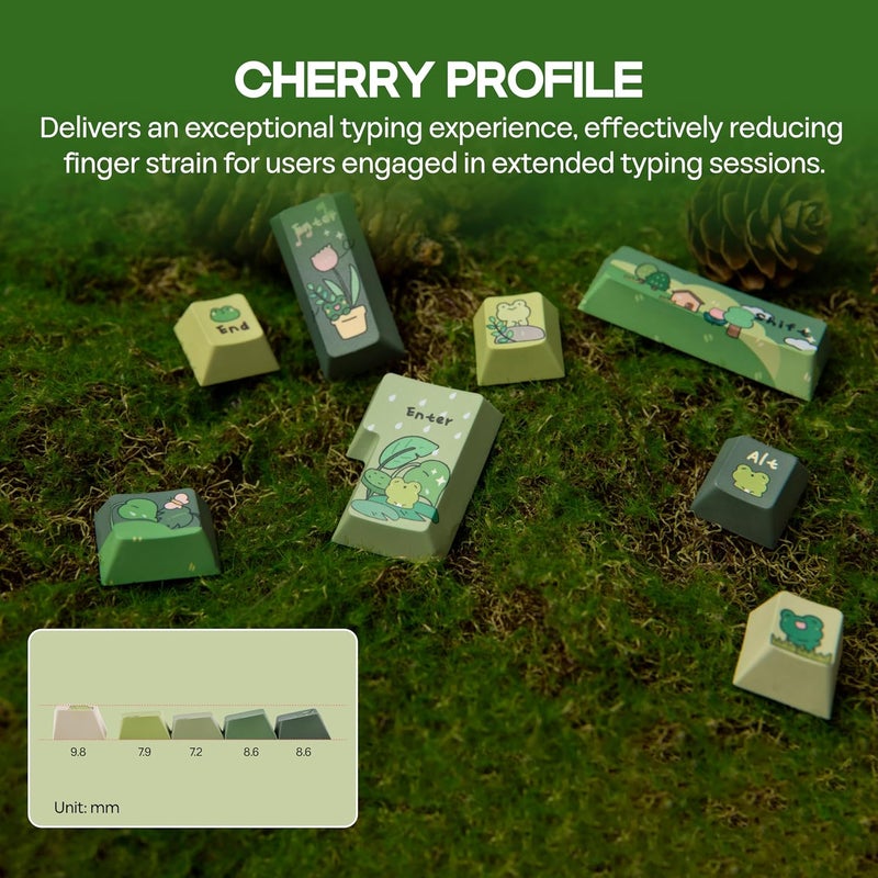 KiiBoom X Cosydiaries Rainy Froggy Day Keycap Set, 144 Keycaps, PBT Custom Keycaps for Mechanical Keyboard, Compatible with ANSI/ISO, 60%, 65%, 75%, TKL, Full-Sized Layout (Cherry Profile) - Image 4